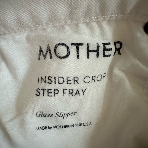 Mother Insider Crop Step Fray White Jeans Glass Slipper 26 Mid Rise Minimalist - Picture 14 of 15